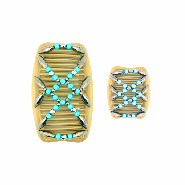 Majestic Charcoal Miracle Turquoise, Tan Combs