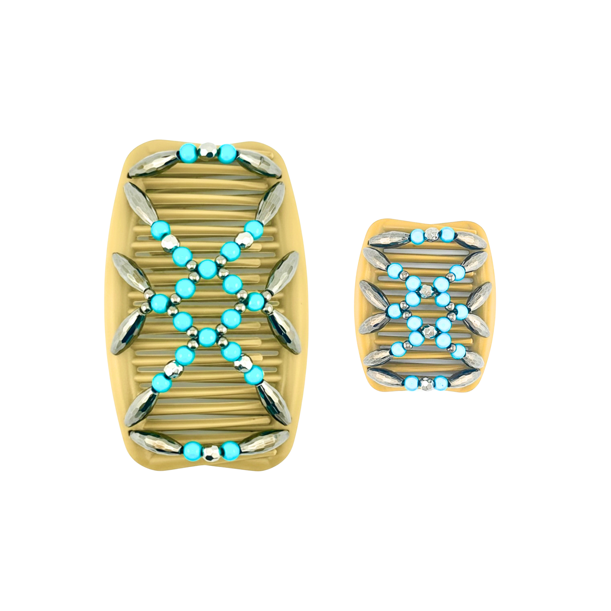 Majestic Charcoal Miracle Turquoise, Tan Combs