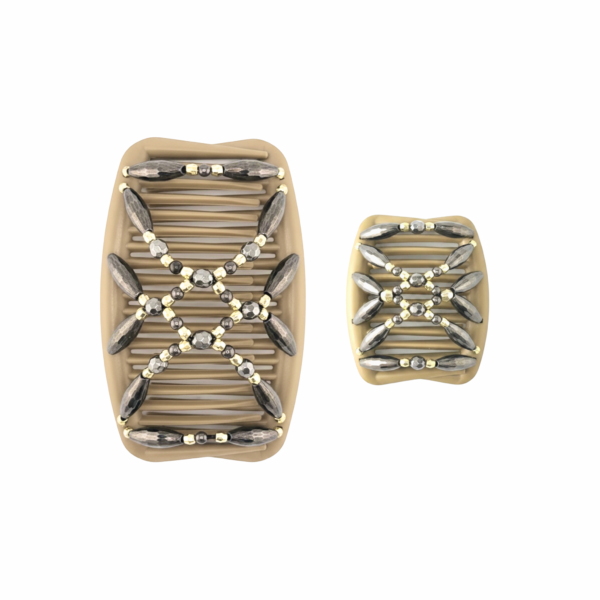 Majestic Charcoal Gold Facet, Tan Combs