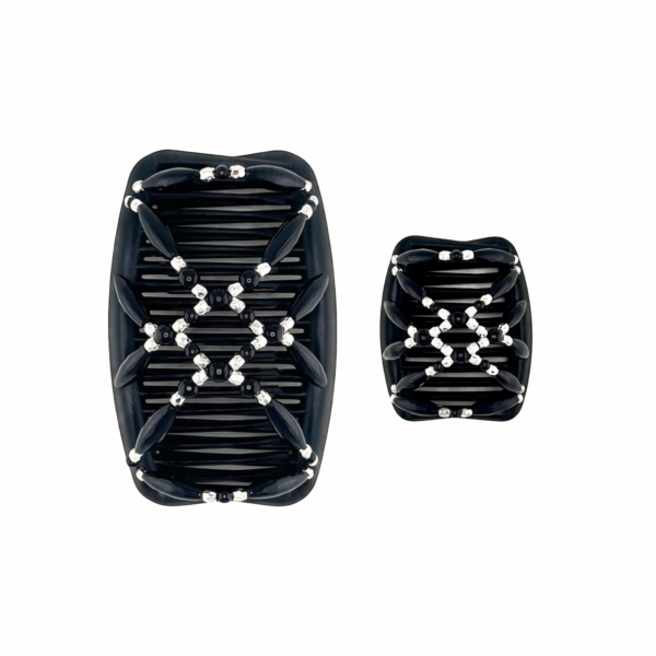 Pearl Black Silver Facet, Black Combs