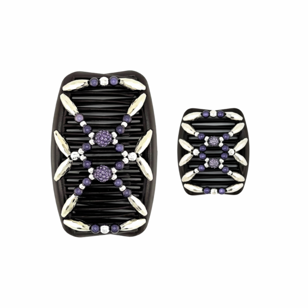 Majestic Silver Shambala Violet, Brown Combs