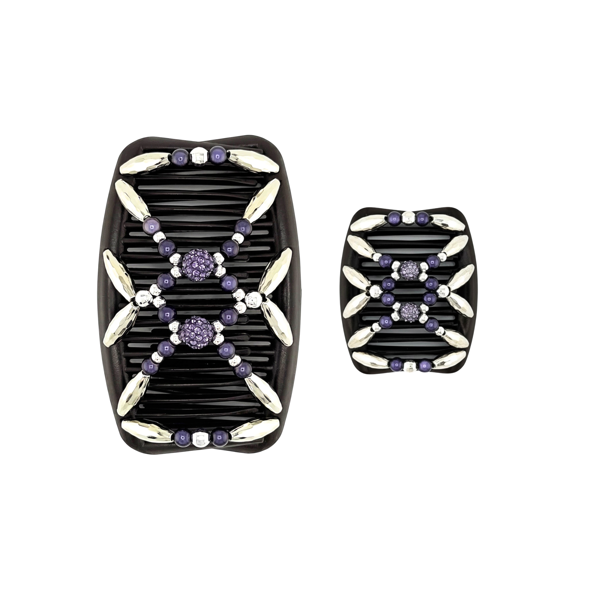 Majestic Silver Shambala Violet, Brown Combs