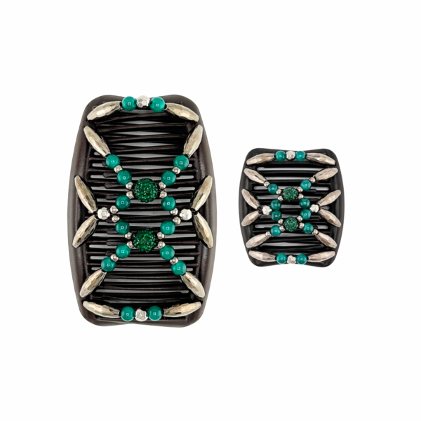 Majestic Charcoal Shambala Emerald Green, Brown Combs