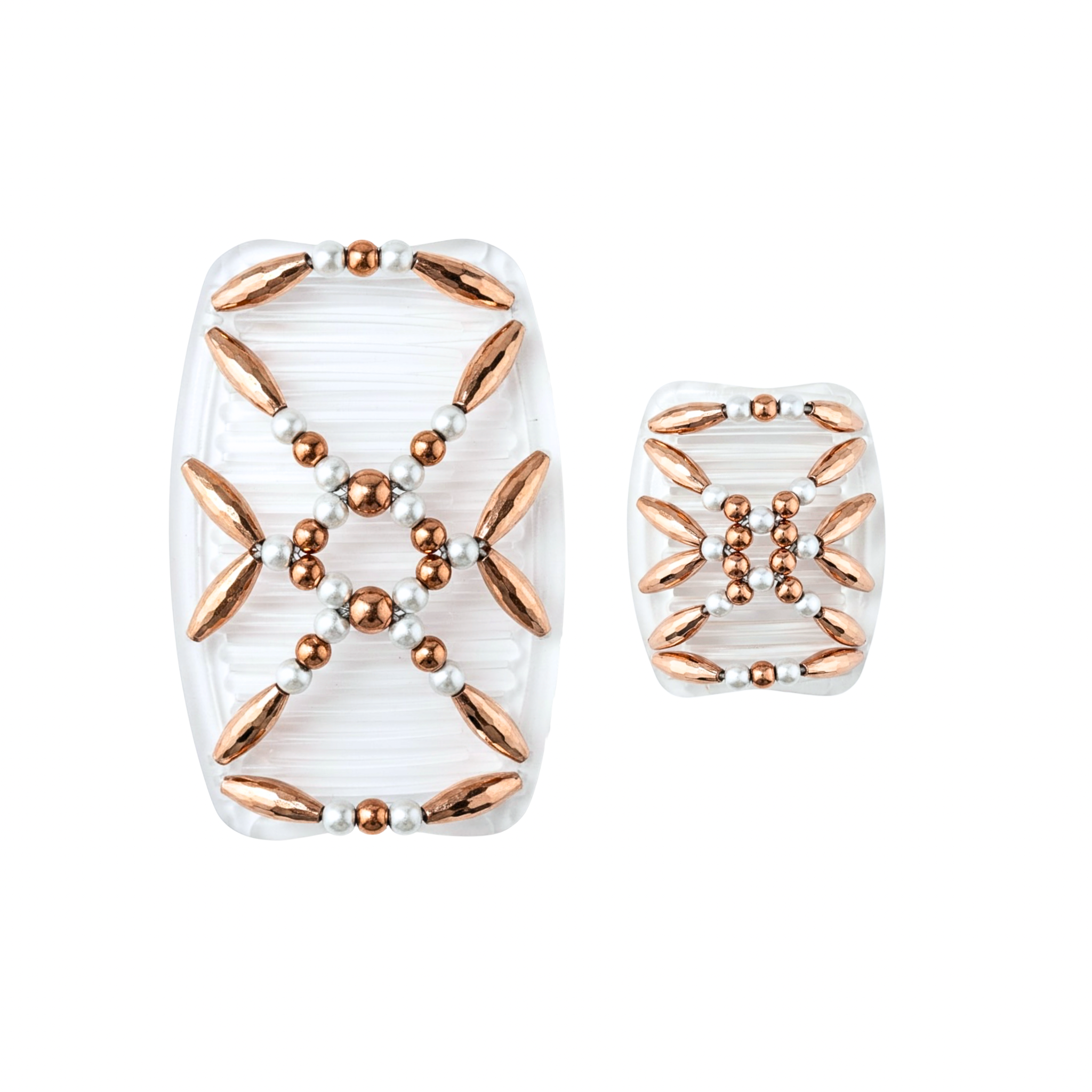 Majestic Rose Gold White, Clear Combs