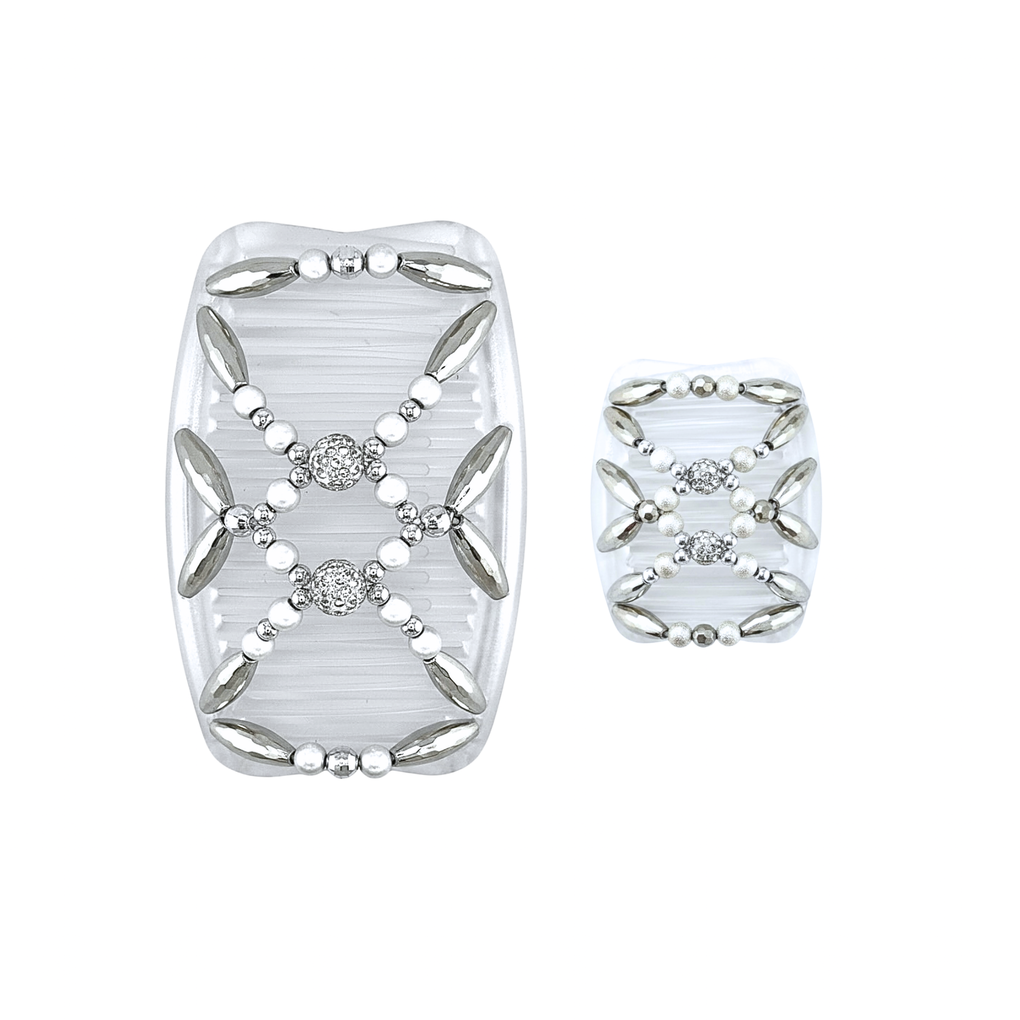 Majestic Shambala Silver White, Clear Combs