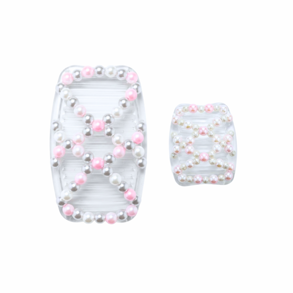 Pearl Round Pink White, Clear Combs