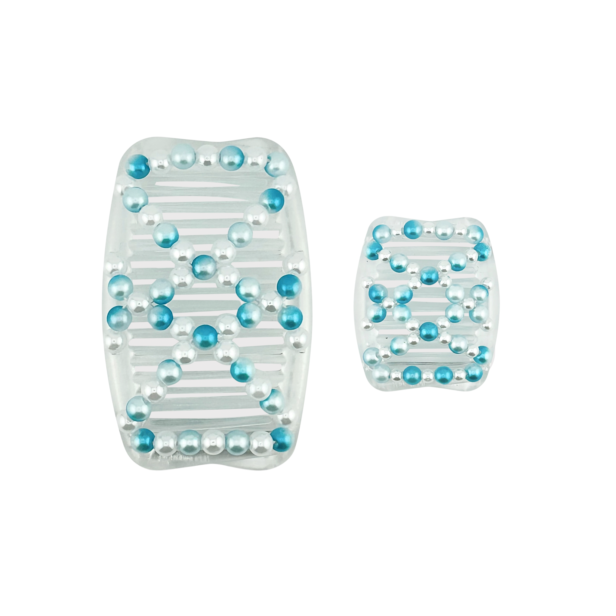 Pearl Round Blue White, Clear Combs
