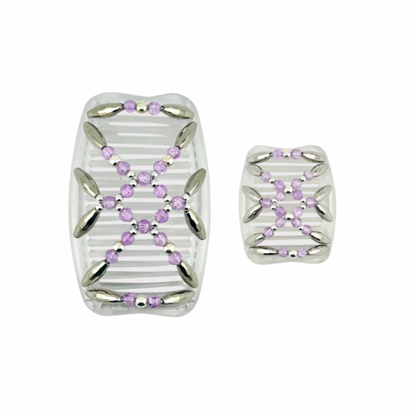 Majestic Silver Lilac Crackle, Clear Combs