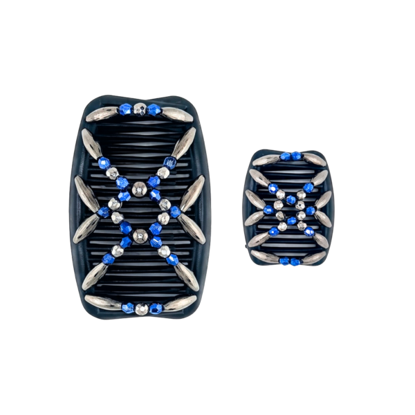 Majestic Charcoal Blue Facet, Black Combs