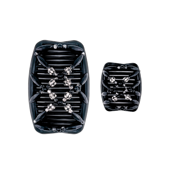 Pearl Black Monochrome Crystal, Black Combs