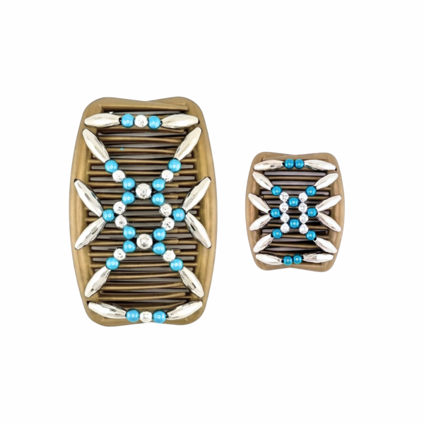 Majestic Silver Turquoise, Gold Combs