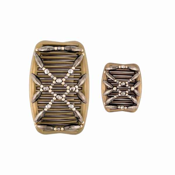Majestic Charcoal Gold Facet, Gold Combs