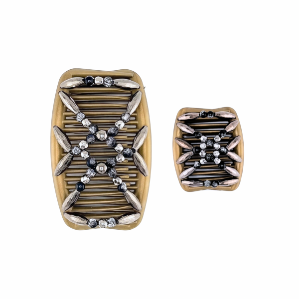Majestic Charcoal Black Crackle, Gold Combs