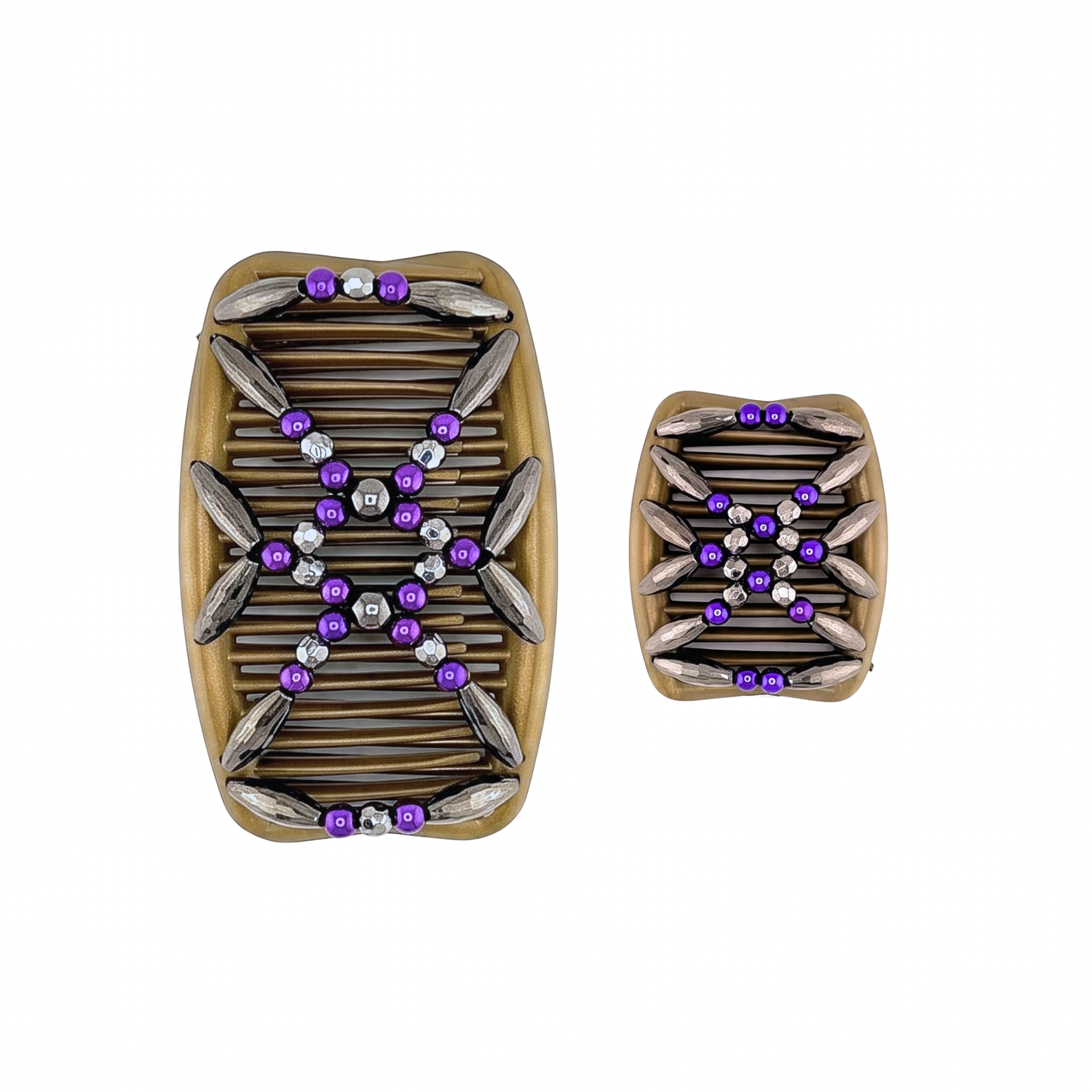 Majestic Charcoal Purple, Gold Combs